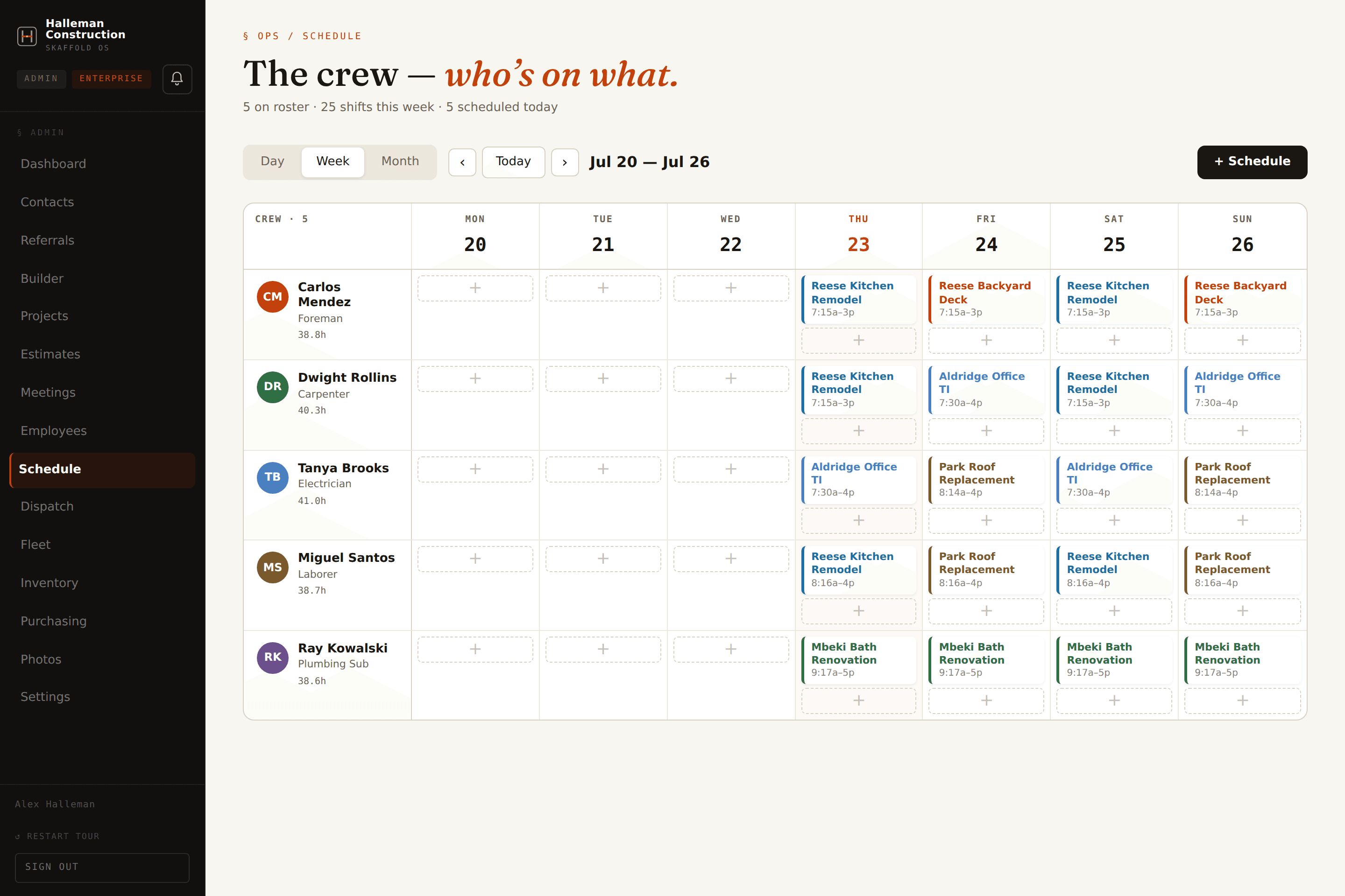 Schedule the whole crew